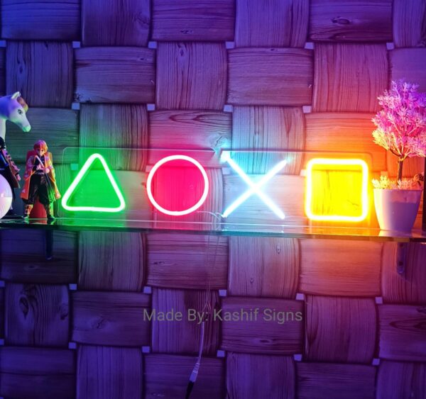 Neon Light Gamer Keys Sign | PlayStation Keys Icon