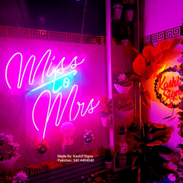 Miss to Mrs Neon Light Sign – Perfect Bridal Shower & Wedding LED Decor - Image 3